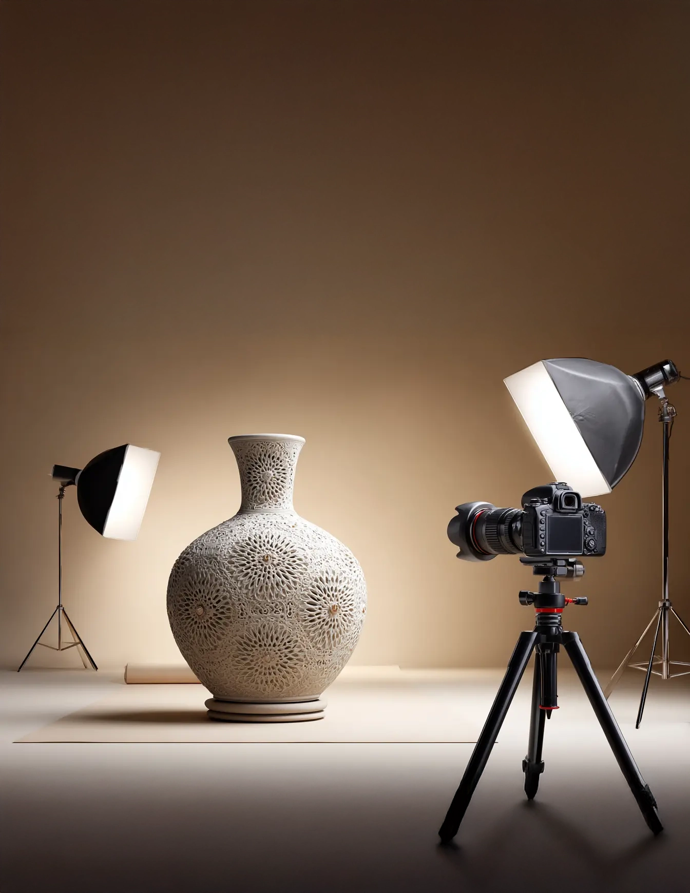 Jarrón cerámico calado de gran tamaño fotografiado en estudio profesional – compra decoración única en venta de garage online Revenato