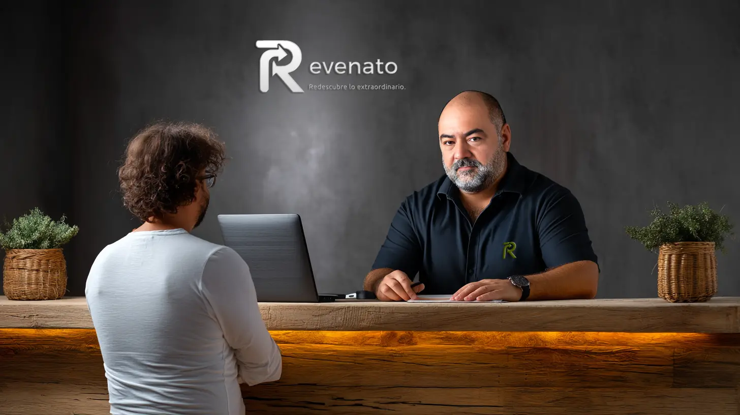 Cliente recibe atención personalizada en mostrador Revenato – confianza y asesoría en área de Compras de venta de garage online