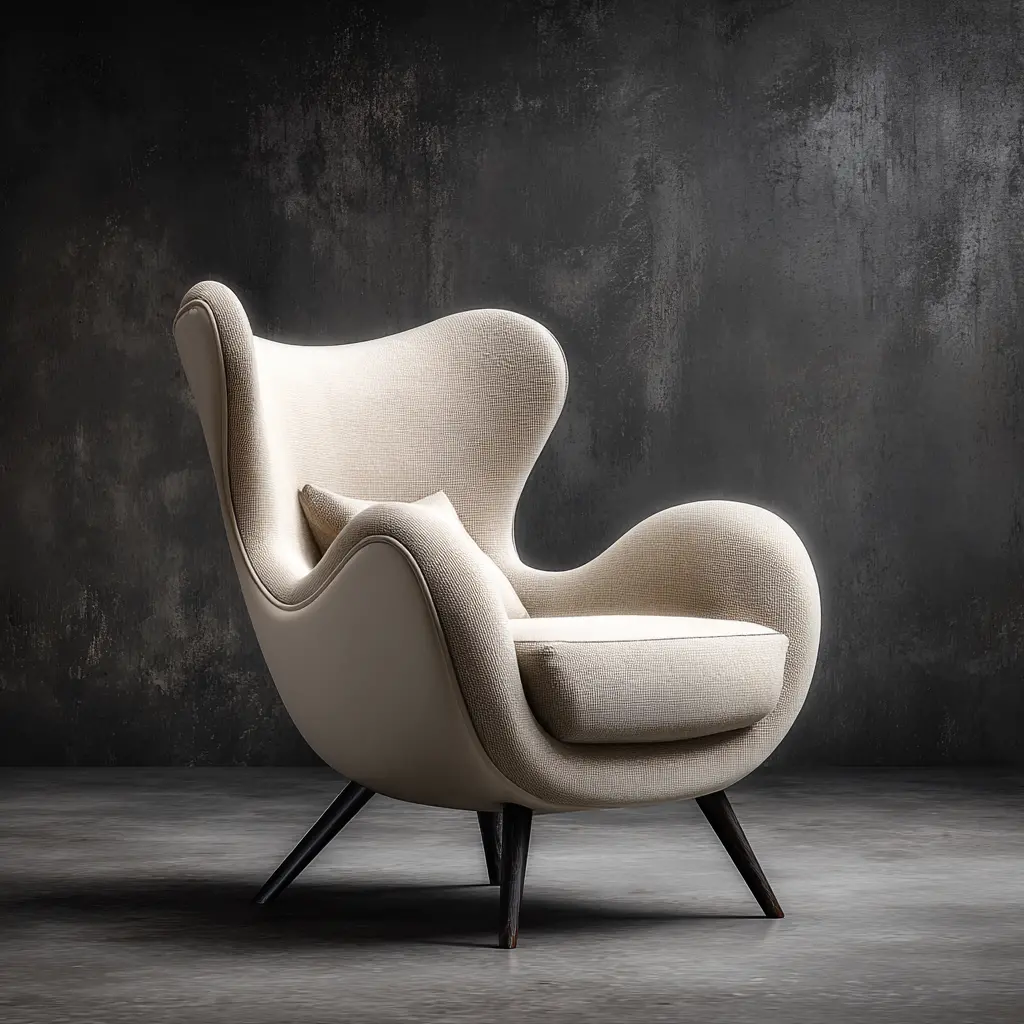 Sillón Mid-Century marfil minimalista en venta de garage online Revenato – pieza de diseño exclusivo