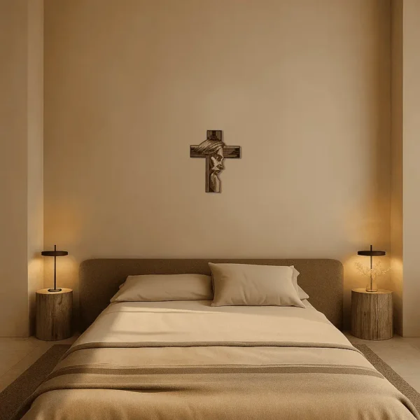 Cruz de Madera “Cristo Tallado – Rostro Sagrado”