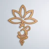 Flor de loto con símbolo Om cortada en madera de bambú para decoración de pared