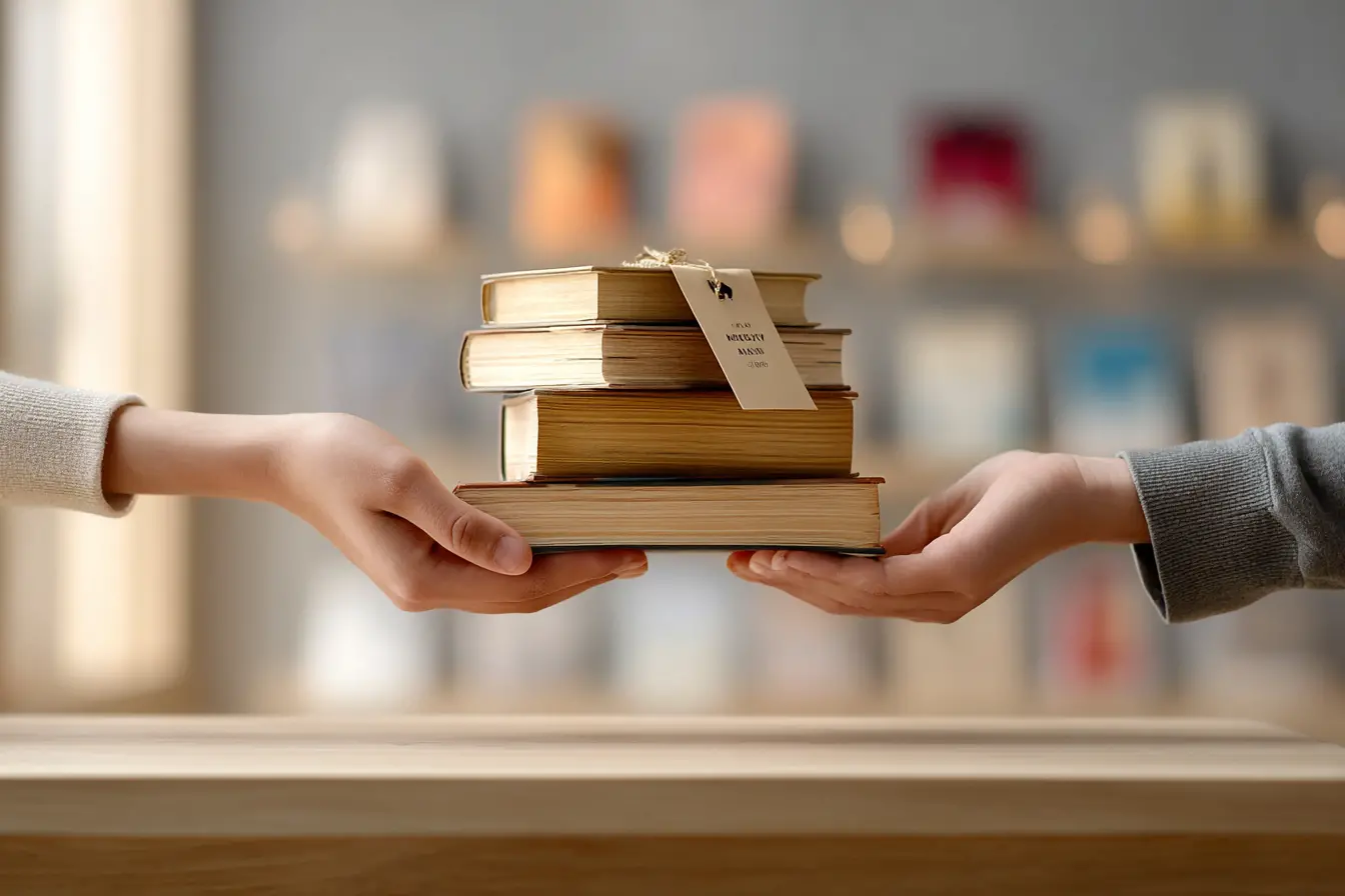Entrega de libros usados etiquetados en Revenato – compra lecturas vintage en venta de garage online