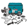 Kit fresadora Makita RT0700CX3: motor 710 W con bases fija, plunge, inclinada y recorte + accesorios | Tienda Revenato