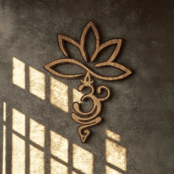 Flor Sagrada del Om – Decoración de pared en madera natural