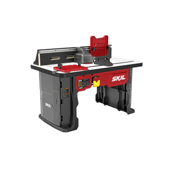 Mesa de router SKIL RAS900 610 × 410 mm con guía autoajustable, featherboard y puerto de polvo | Tienda Revenato