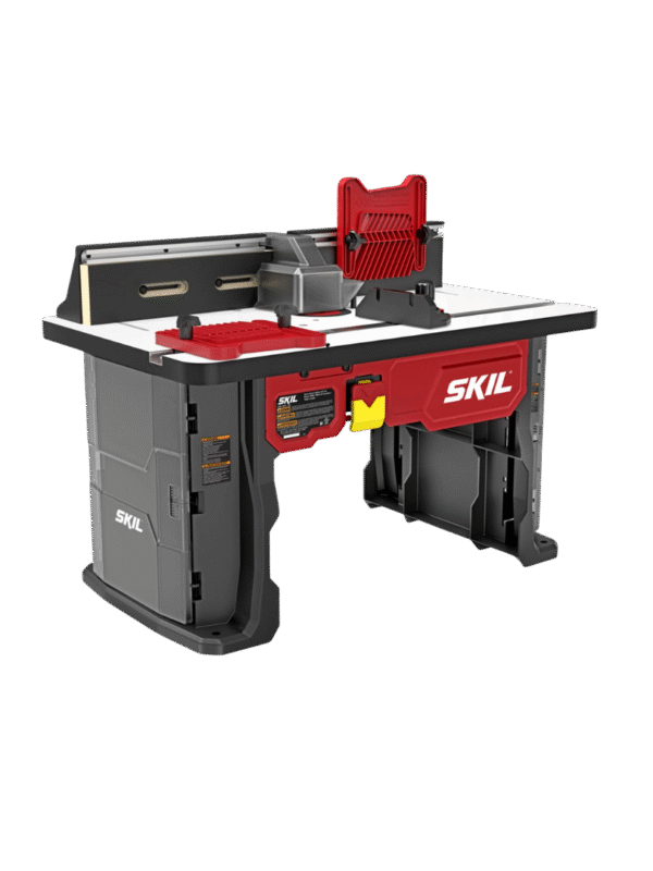 Mesa de router SKIL RAS900 610 × 410 mm con guía autoajustable, featherboard y puerto de polvo | Tienda Revenato