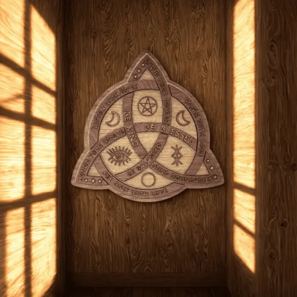 Mandala Triskel “Blessed & Balanced” en Madera