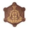 Sello de Metatrón tallado en madera de nogal y roble con geometría sagrada