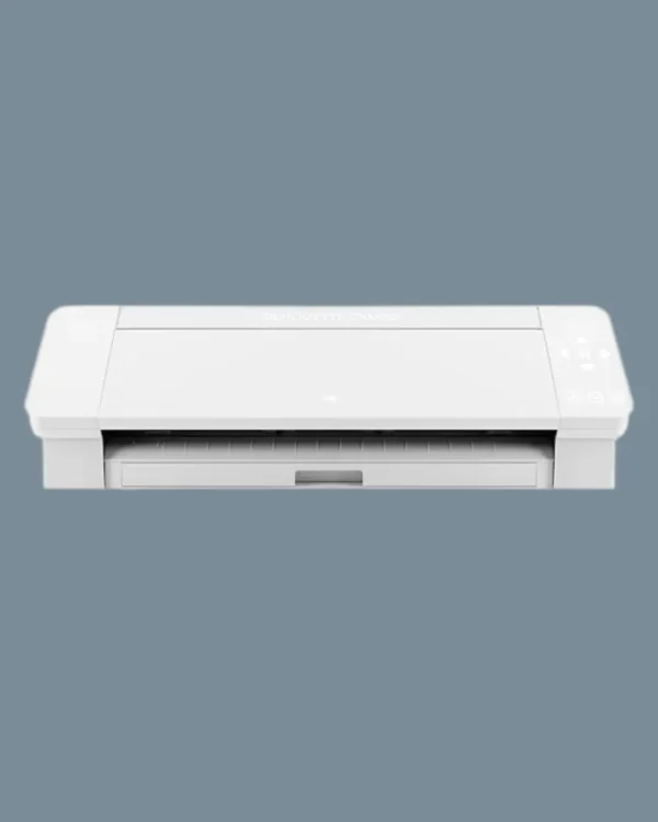 Plotter Silhouette Cameo 4 blanco vista frontal sobre fondo gris | Tienda Revenato corte vinil y papel