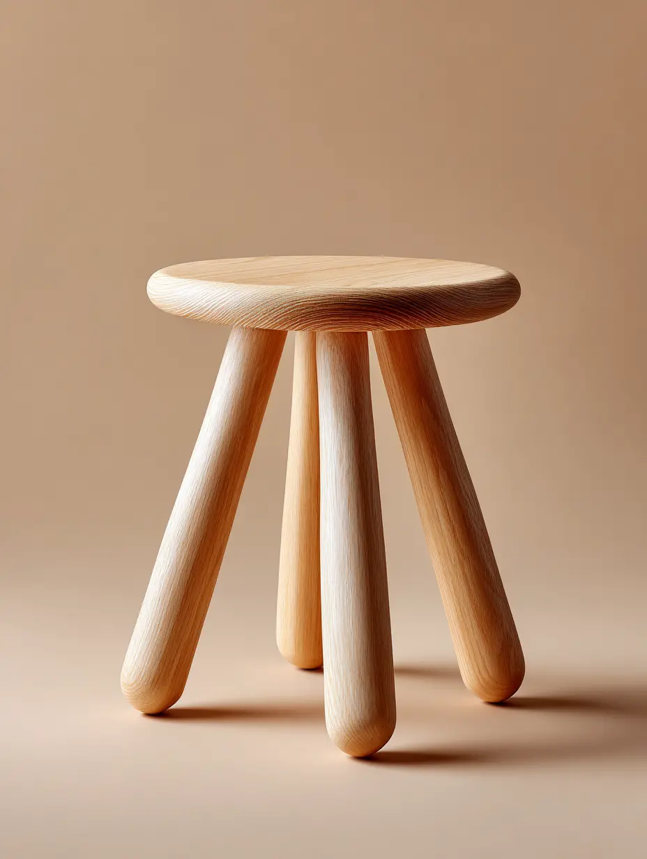 Taburete minimalista de madera clara en venta de garage online Revenato – mueble auxiliar moderno